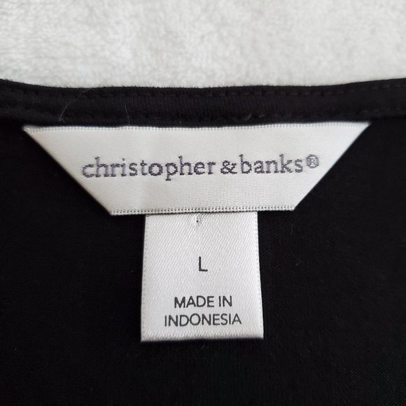 Christopher & Banks sleeveless black ruffle V neck top shirt - Picture 2 of 4